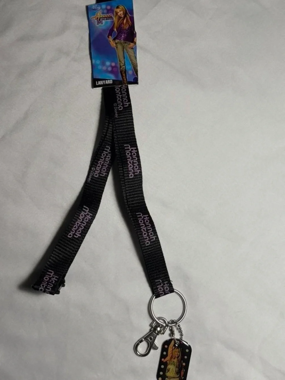 Disney Black Hannah Montana Lanyard with Pendant